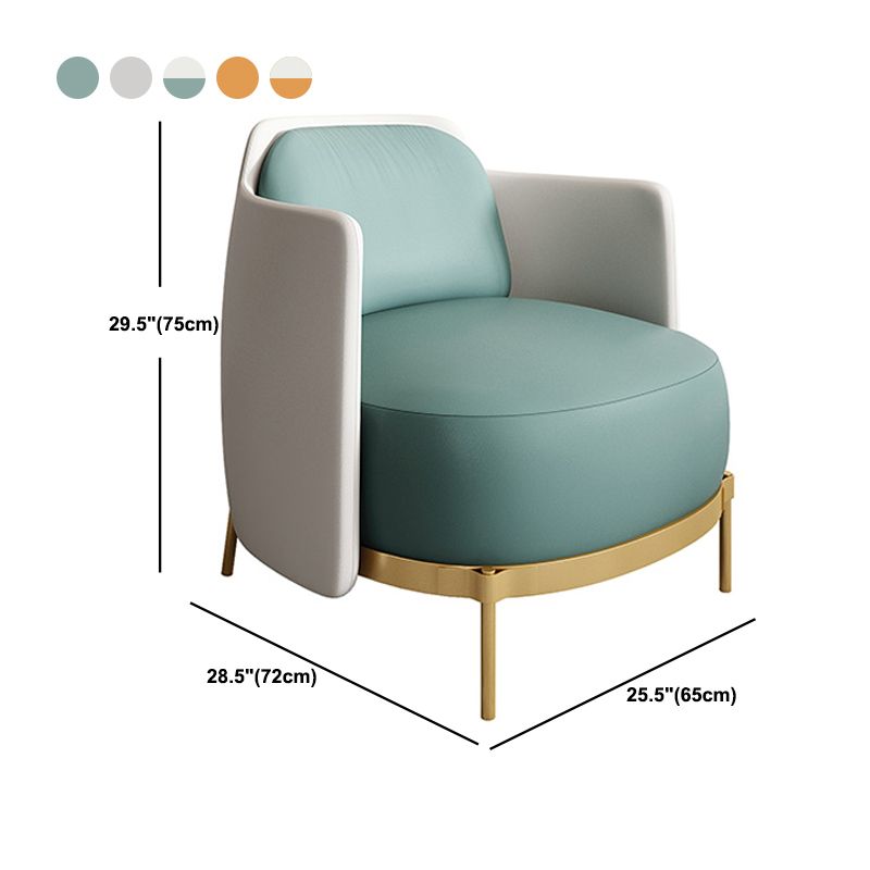 Contemporary Faux Leather Curved Sofa with Slopped Arm for Living Room