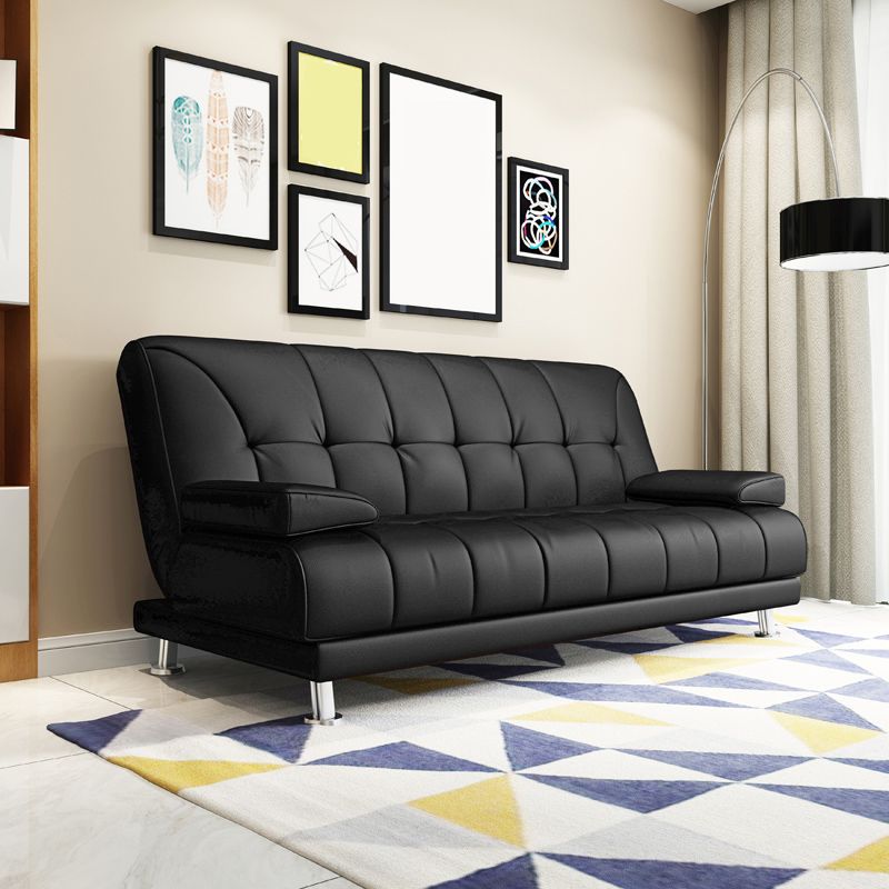 Faux Leather Pillow Top Arm Loveseat with Foldable and Wear-resisting for Living Room