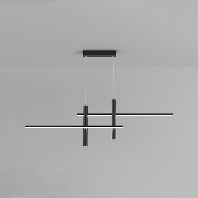 Metal Linear Shape Hanging Lights Modern 4 Lights Pendant Light Fixtures