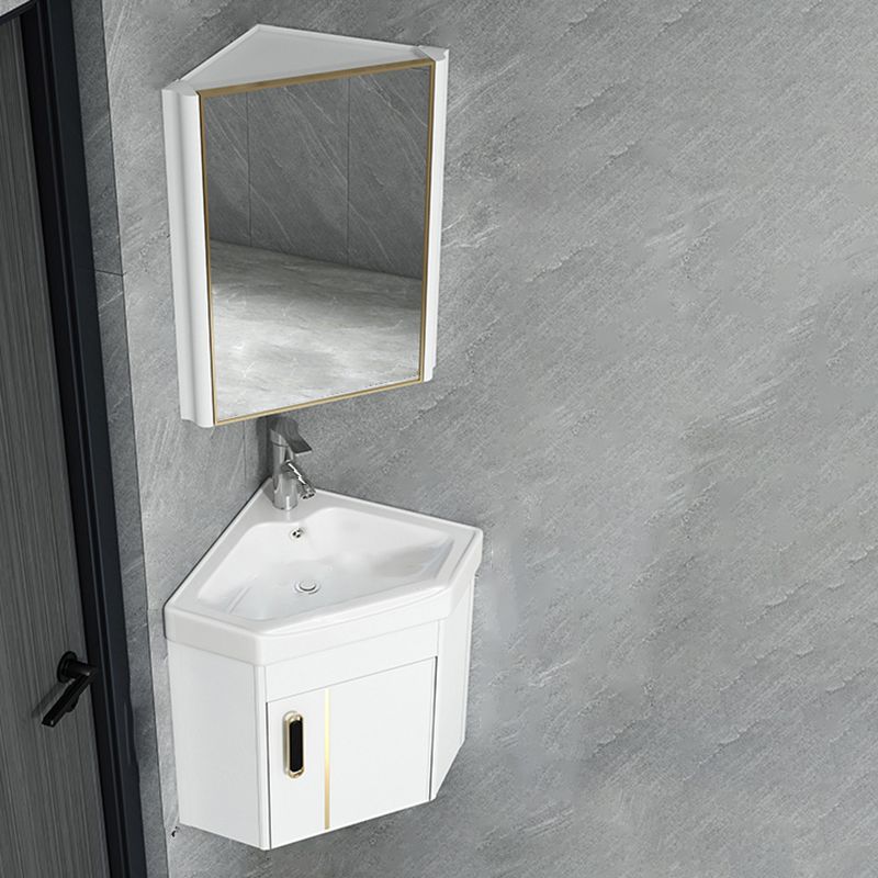 Wall Mounted Corner Bathroom Vanity Cabinet Triangular Abstract Vanity Sink