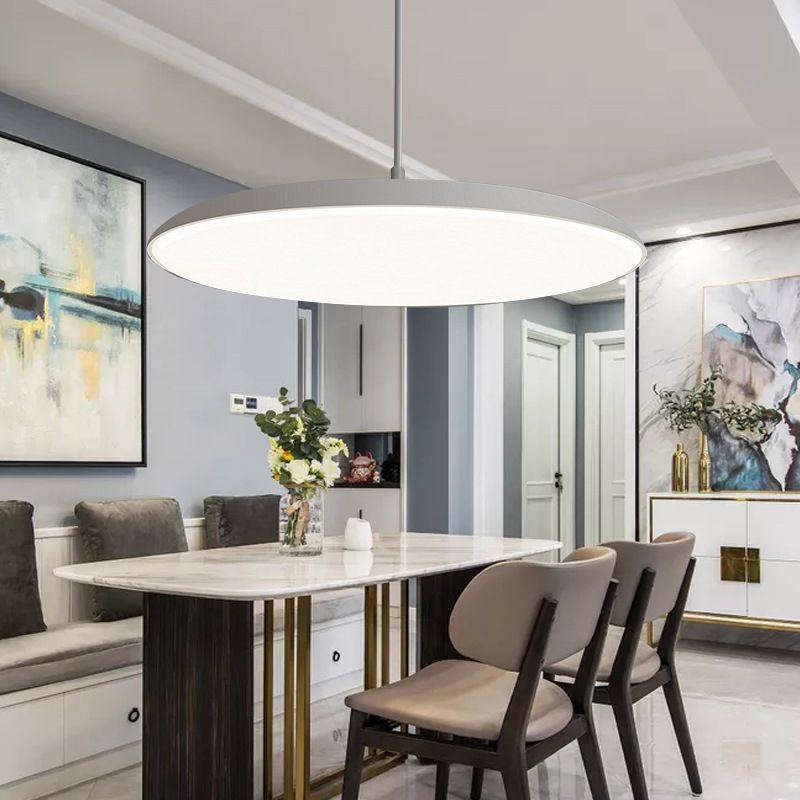Semplicità rotonda a ciondolo a led in metallo sala da pranzo soffitto appendi la luce con diffusore acrilico