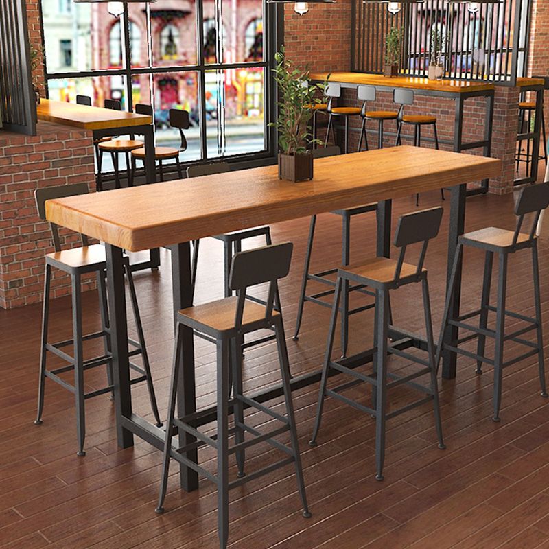 Industrial Style Wood Counter Table Rectangle Counter Table for Home