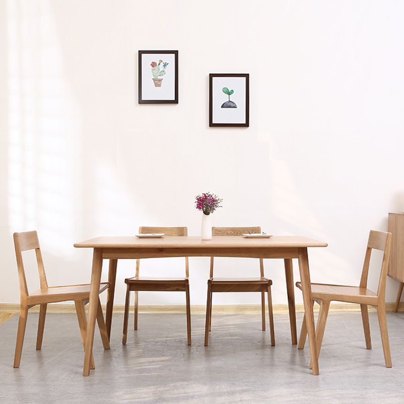 Mesa de comedor rectangular moderna de madera maciza con 4 patas para uso doméstico
