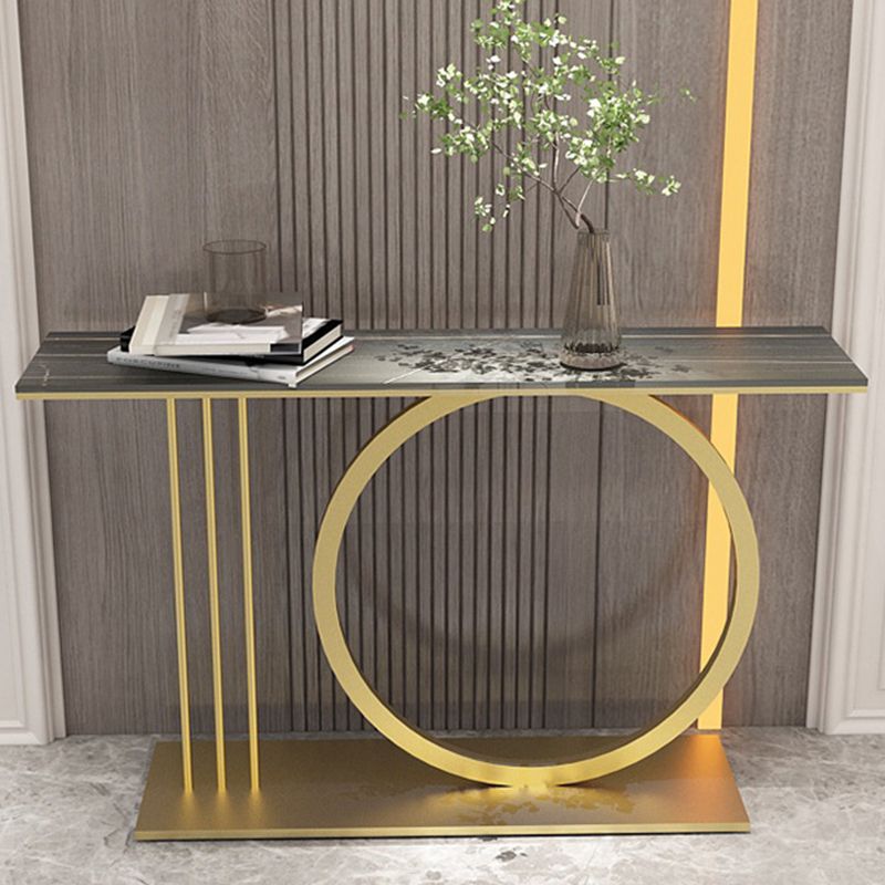 31.5" Tall Stone Accent Table Scratch Resistant Console Table with Shelf