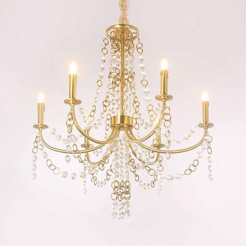 6 lumières Crystal Chandelier Lighting Fixe minimalisme