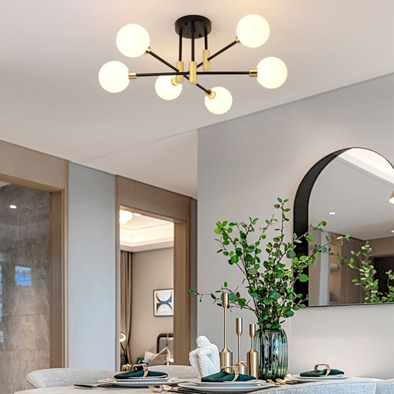 Glass Sputnik Shape Flush Ceiling Light Modern Multi Lights Flush Light Fixtures