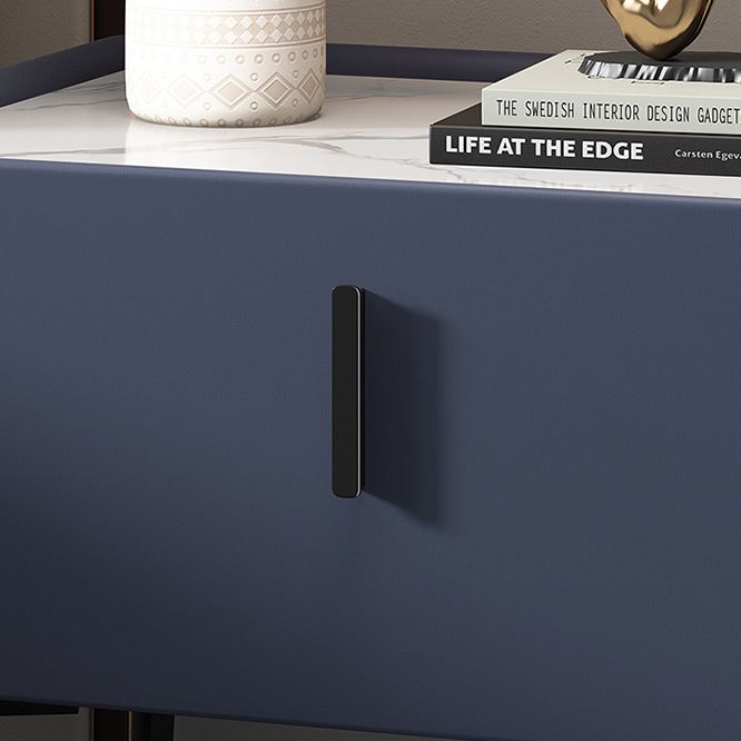 2-Drawer Nightstand with 4 Legs 20" Tall Stone Top Night Table