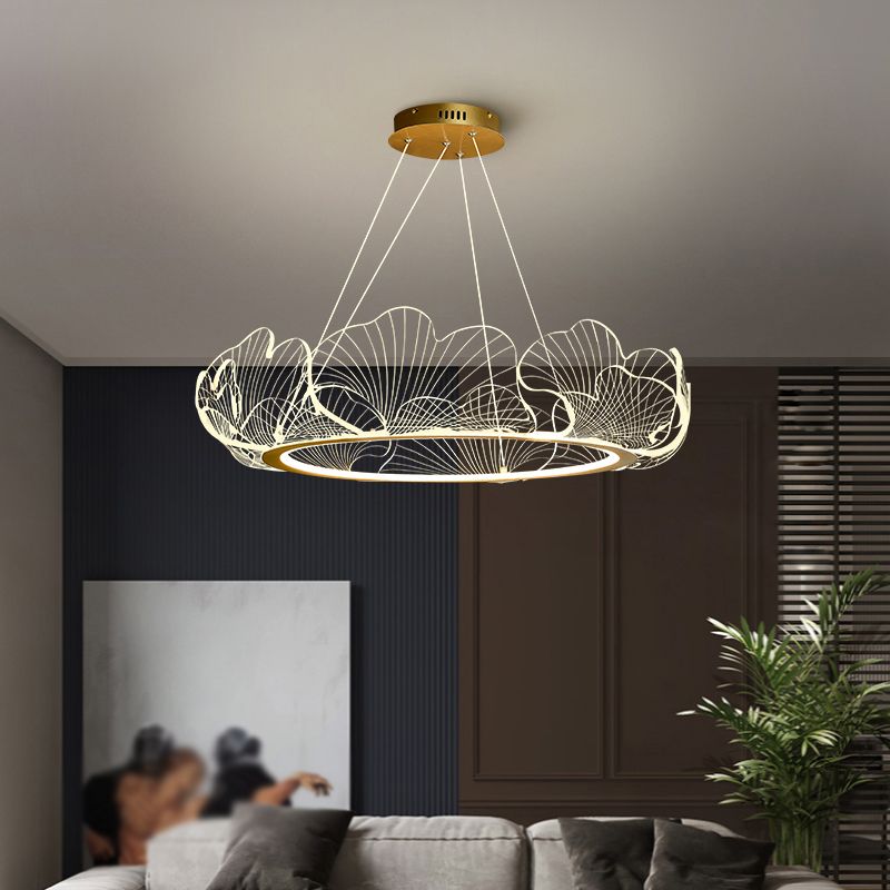 Flower Shape Chandelier Lamp Modern 1 Light LED Hanging Light for Bedroom