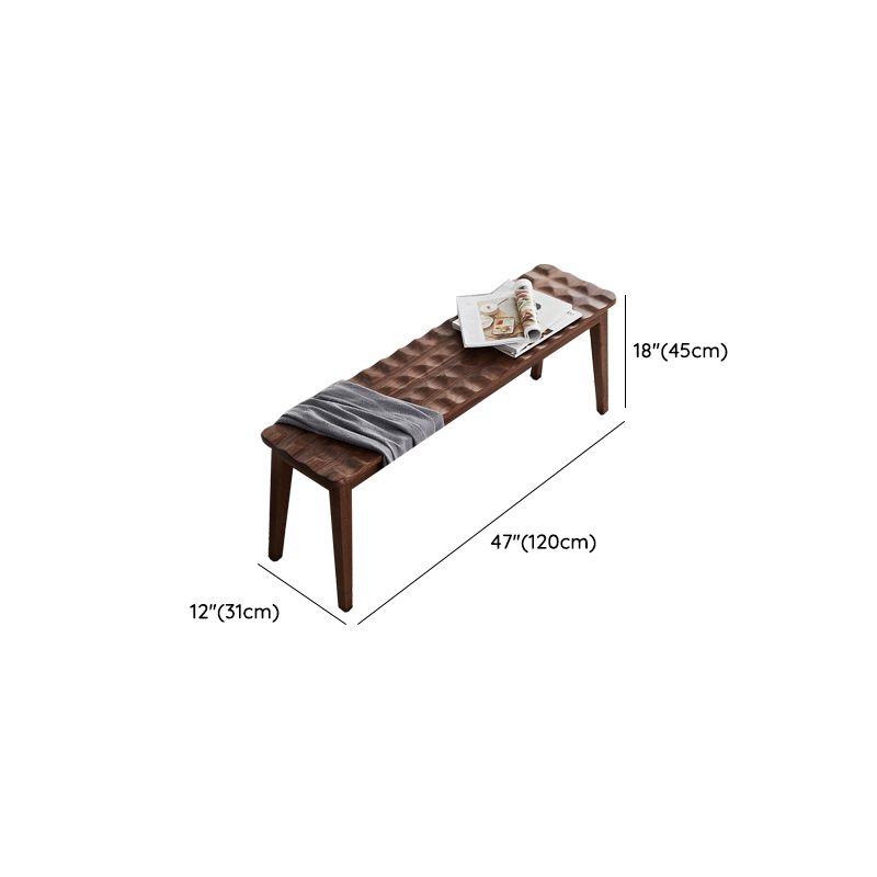Modern Entryway Seating Bench Solid Wood Rectangle Bench in Brown