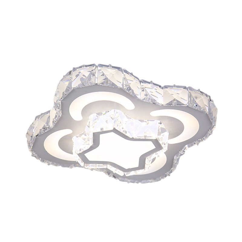 Moderne gebogene quadratische Flush Beleuchtung Kristallblock LED Schlafzimmer Flush montiert Lampe in Weiß