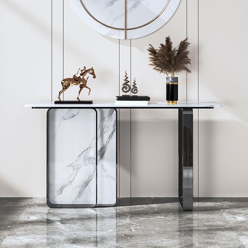 Stone Rectangle Accent Table Modern 31.5" Tall Console Table