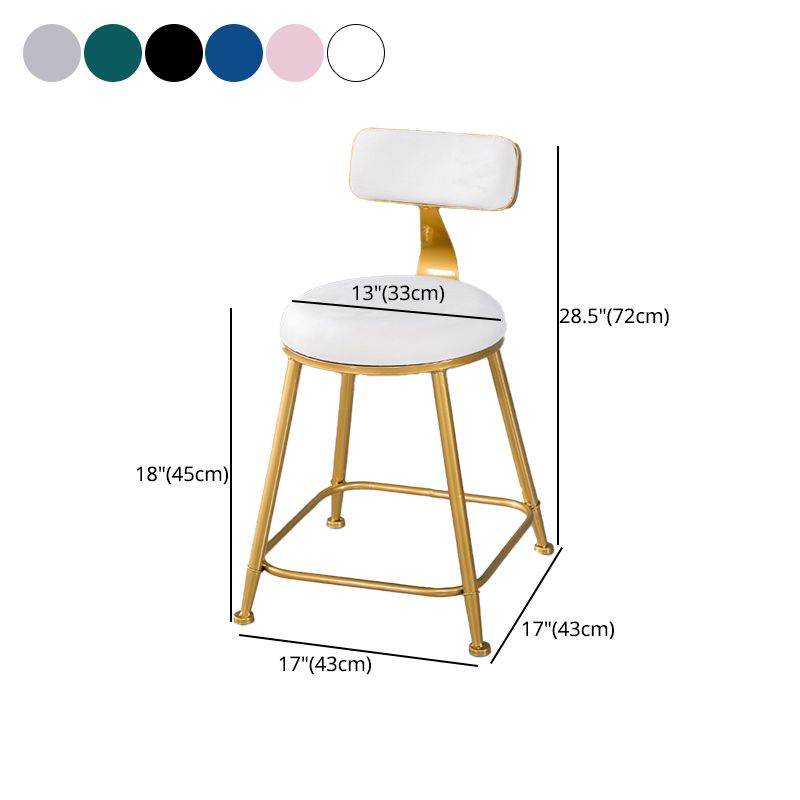 Taburete de bar de estilo escandinavo con patas de metal, asiento redondo, silla para mostrador para cocina