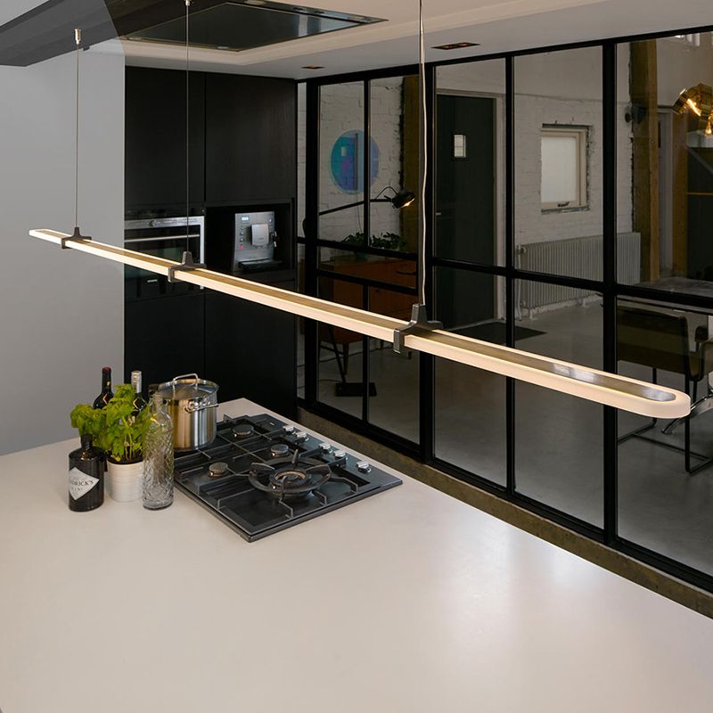 Modern Style Linear Pendant Light Metal 1 Light Island Pendant Light