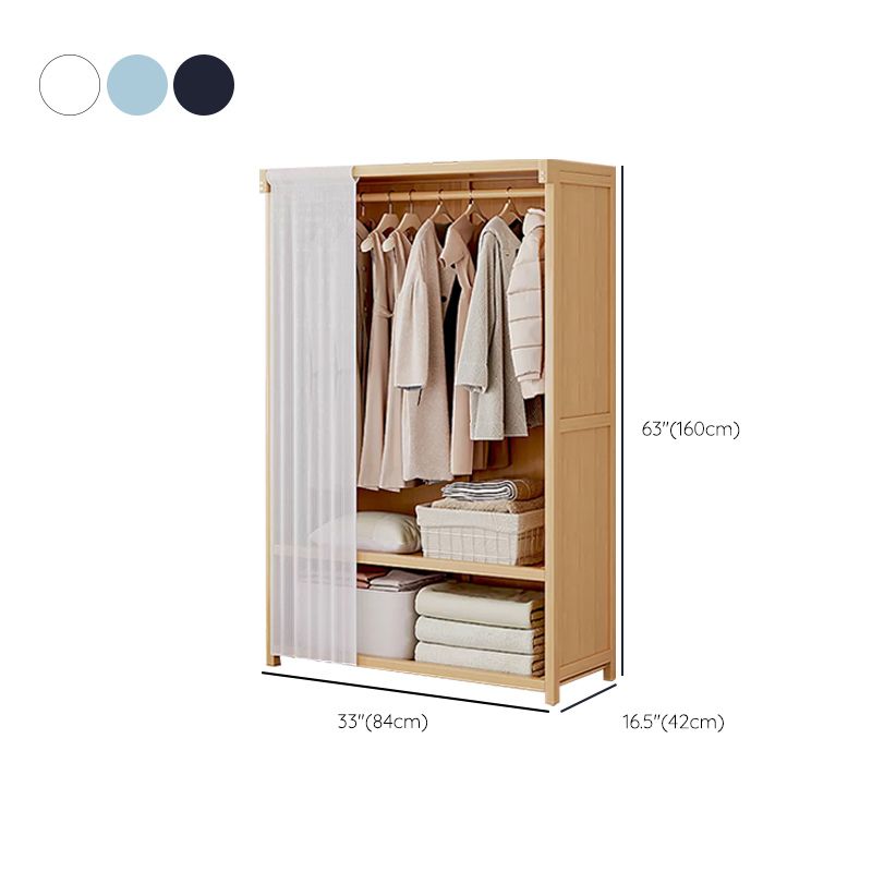 Engineered Wood Armoire Modern Natural Finish Wardrobe Closet with Garment Rod