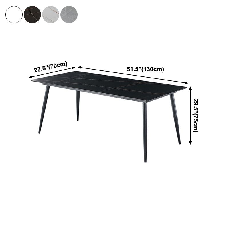 Rechthoek traditionele luxe tafel gesinterde stenen tafel met 4 zwarte poten