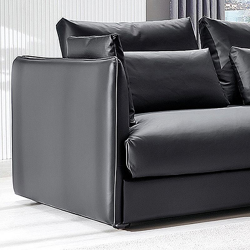 Contemporary Cushion Back Sectional Sofa 35.43"High Track Arm Sofa,Black