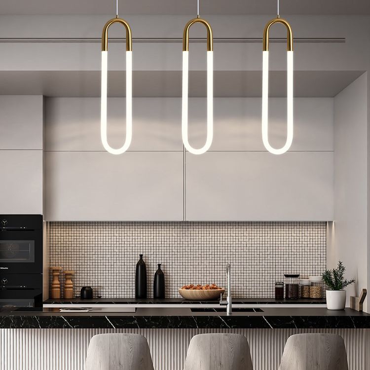 Gold Round Shape LED Pendant Lamp Modern Minimalist Metal Hanging Lamp for Living Room