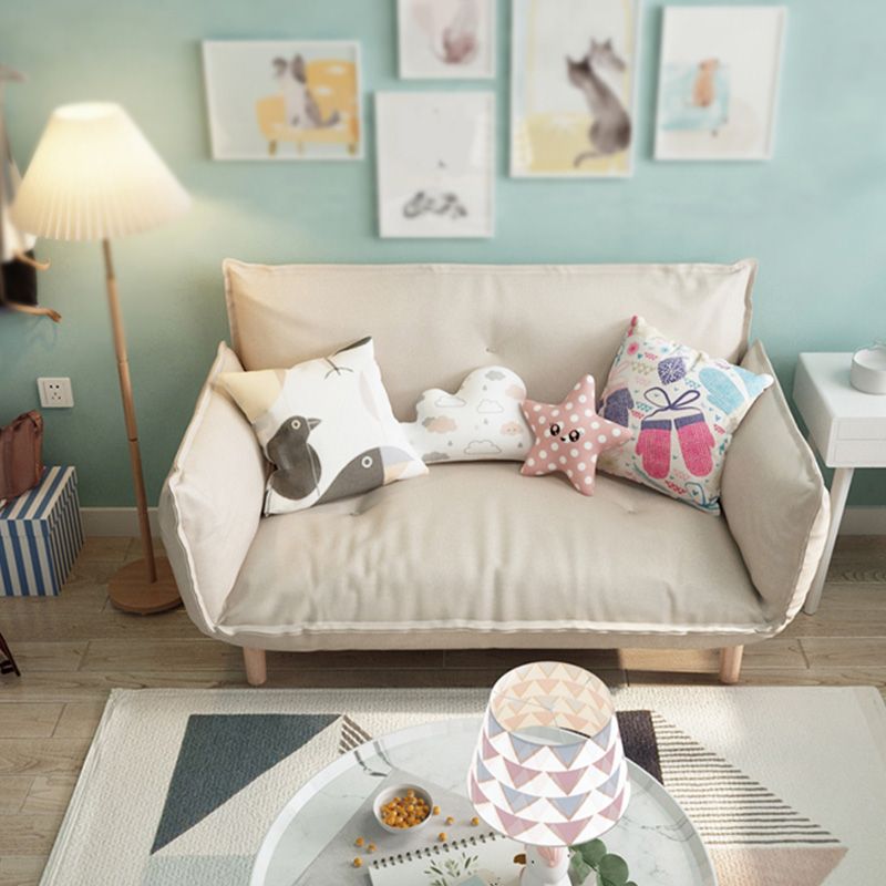 Modern Fabric Sofa Recessed Arm Seating with Pillows for Apartment