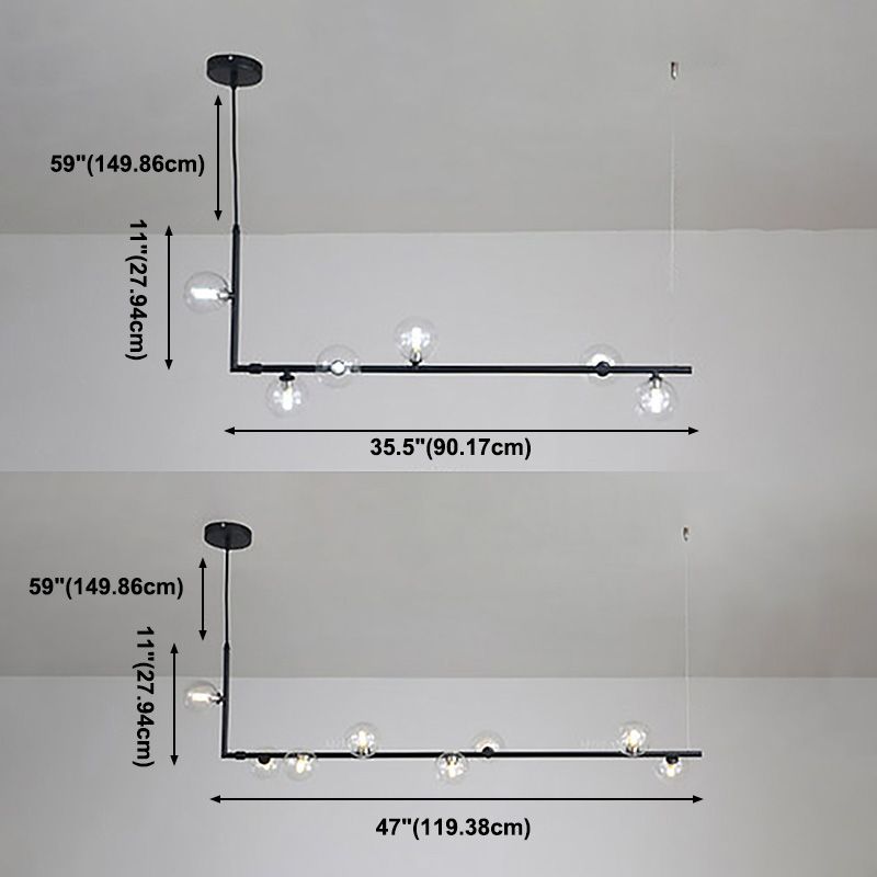 Globe Glass Island Pendant Light Minimalist Style Island Ceiling Light for Dinning Room