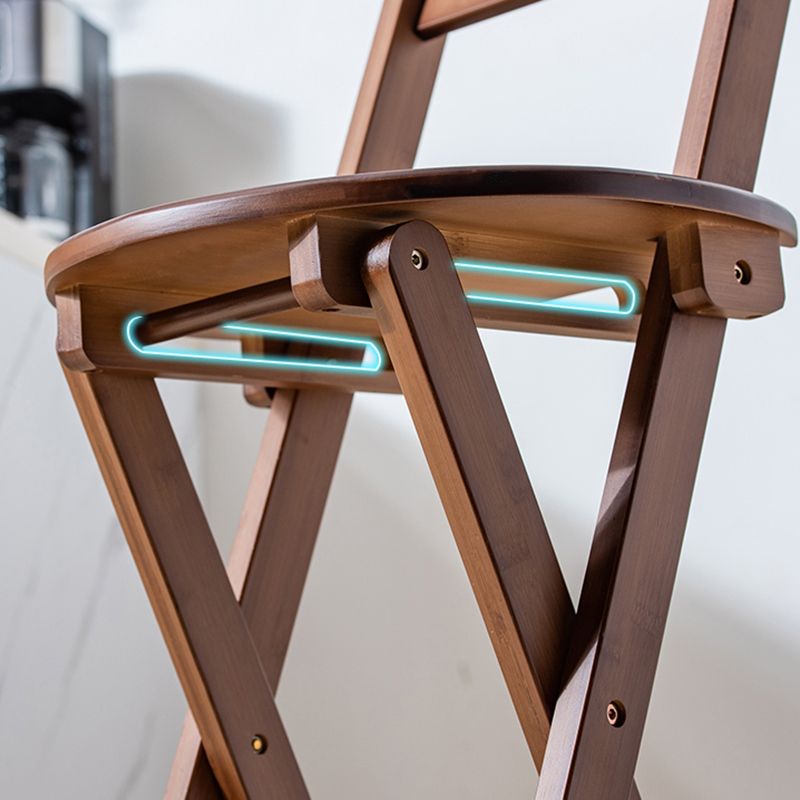 Contemporary Home Folding Stool Matte Finish Bamboo Barstool