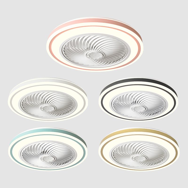 Télécommande Ventilateur de plafond Round Fabrication Macaron Metal LED Semi Flush Mount Mount Lampe For Bedroom