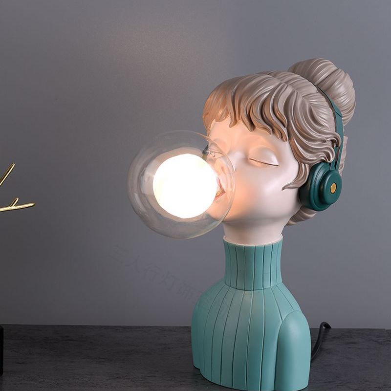 Resin Headphone Girl Tablette de chevet clair