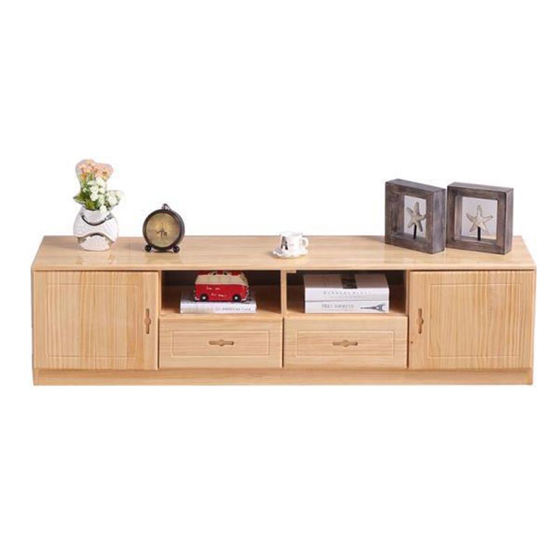 Scandinavian Pine Wood TV Media Stand Natural Wood Media Console with Drawers