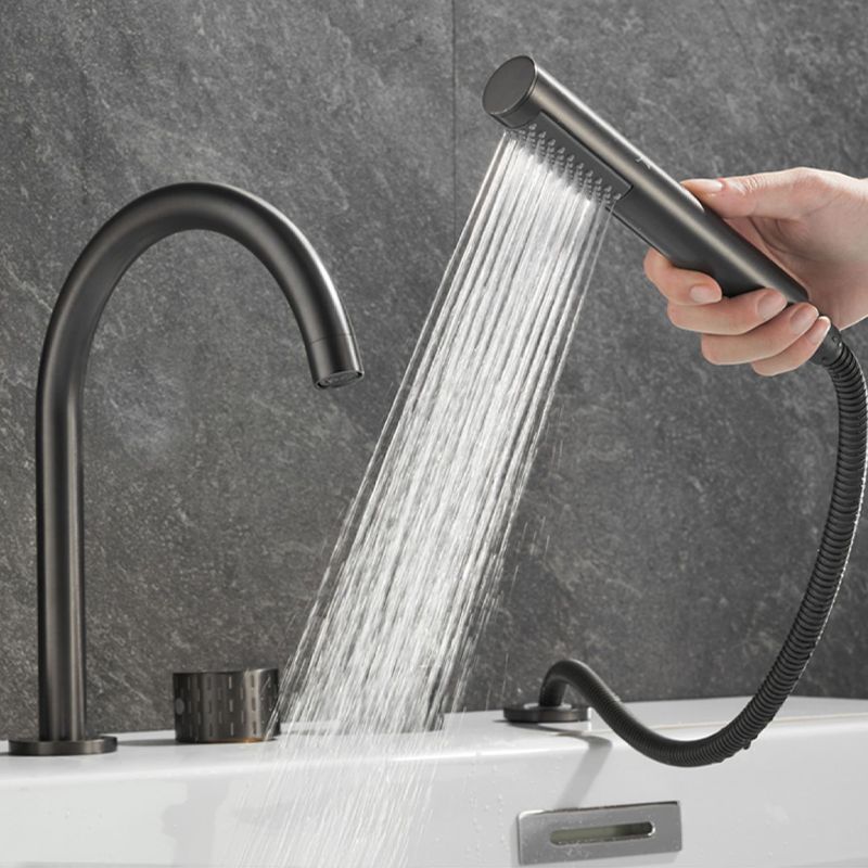 Traditional Deck Mounted Metal Tub Filler Three Handles Faucet