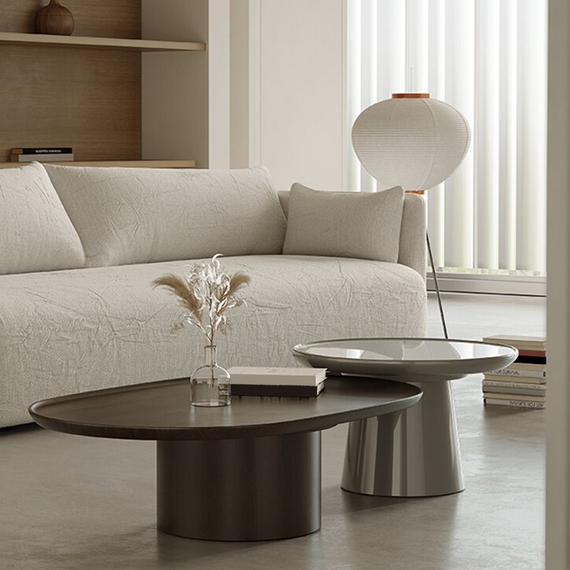 Contemporary Cocktail Table Pedestal Wooden Coffee Cocktail Table