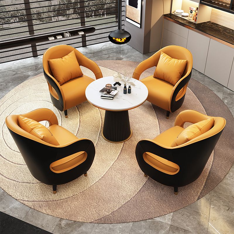 Tear Resistant Faux Leather Sofa Contemporary Sloped Arm Standard Sofa