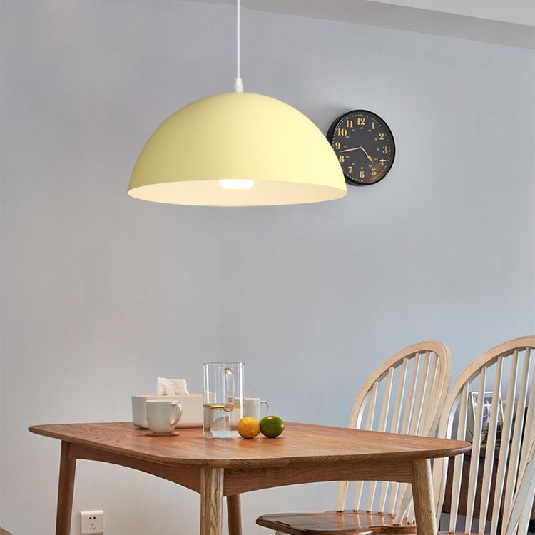 8 Color Optional Half Globe Pendant Lamp Macaron Simple Colorful Metal Hanging Light for Kitchen Dining Room
