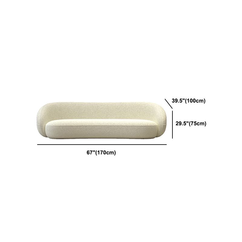 Modern Simple Curved Sofa 29.53"h Sloped Arm Wool Sofa in White