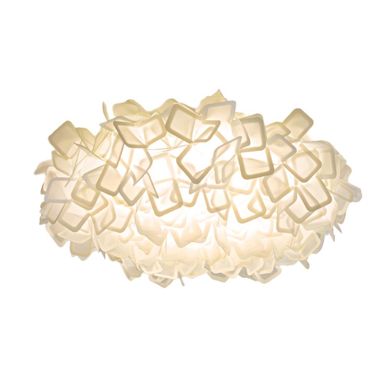 LED Modern Metal Flush Mount Geometric Shape Ceiling Light with PVC Shade for Bedroom