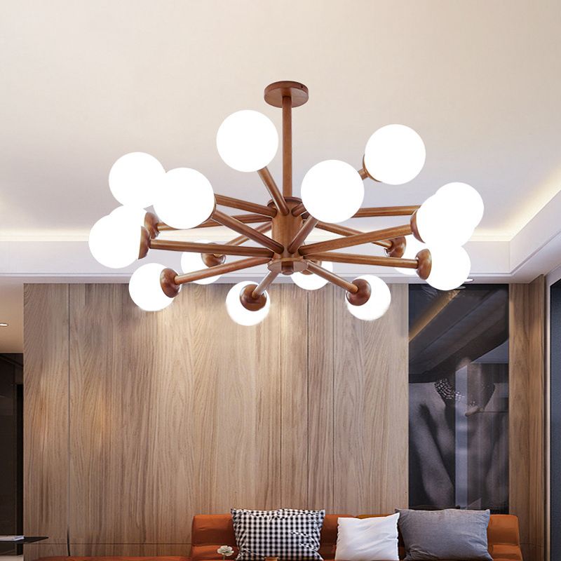 Luce a sospensione Sputnik Color Sputnik in moderna luce del soffitto in legno in stile creativo con tonalità di vetro opale