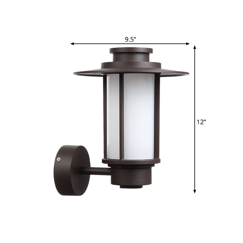 1 Light White Glass Wall Mount Lighting Lodge Style Coffee Finish Outdoor Wall Sconce Light