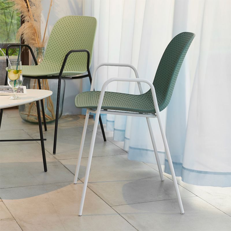Industrial Patio Dining Chair Iron With Arm Stacking Plastic Outdoor Bistro Chairs