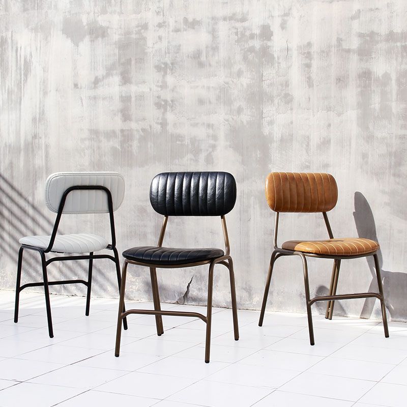 Sillas de comedor de metal industrial con respaldo abierto, sillas de comedor laterales sin brazos (juego de 2)