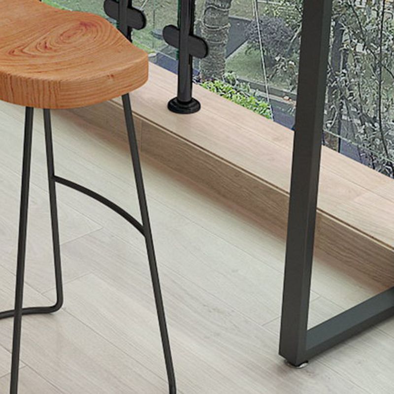 Modern Style Wood Bistro Bar Table Rectangle Metal Base Bar Table