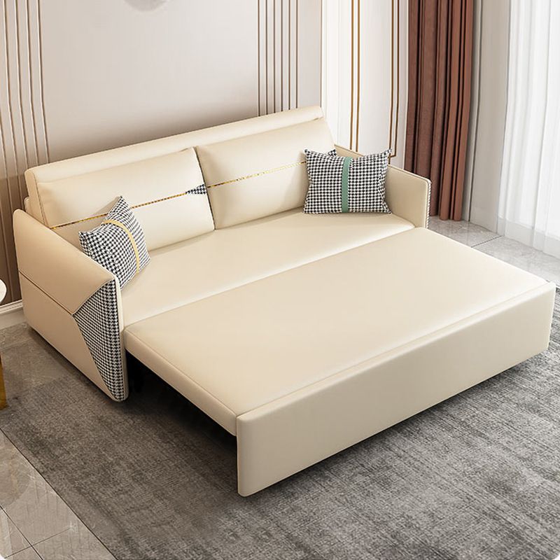39.37" Wide Faux leather Sleeper Sofa White Pillow Included Sofa Bed