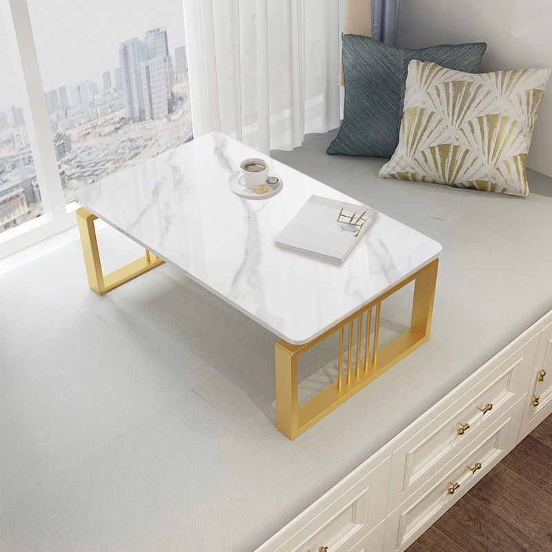 Marble Coffee Table Square Open Shelf Cocktail Table for Living Room Coffee Table