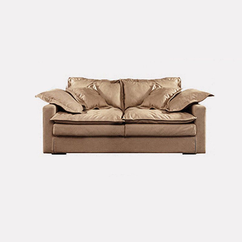 Faux Leather Sofa 35.43" D x 31.49" H Square Arm Sofa  for Living Room