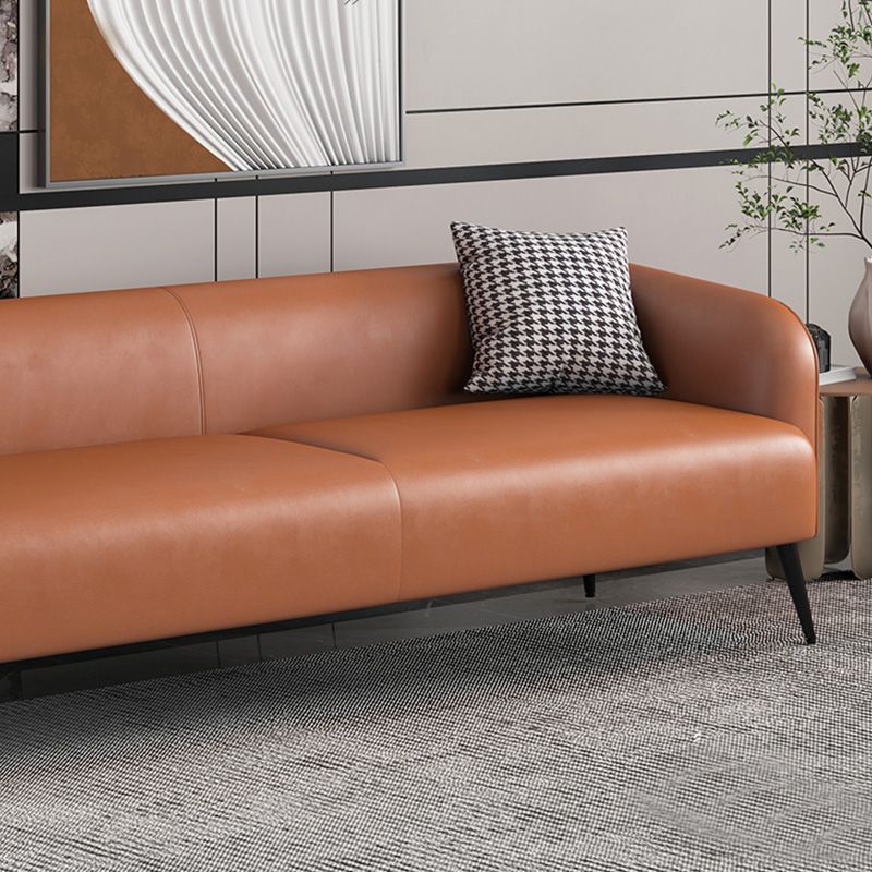 Stain Resistant Faux Leather Sofa  Tuxedo Arm Sofa for Living Room