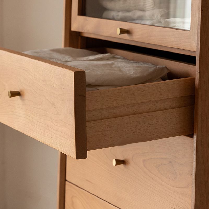 Contemporary Vertical Combo Dresser Solid Wood Storage Dresser for Home