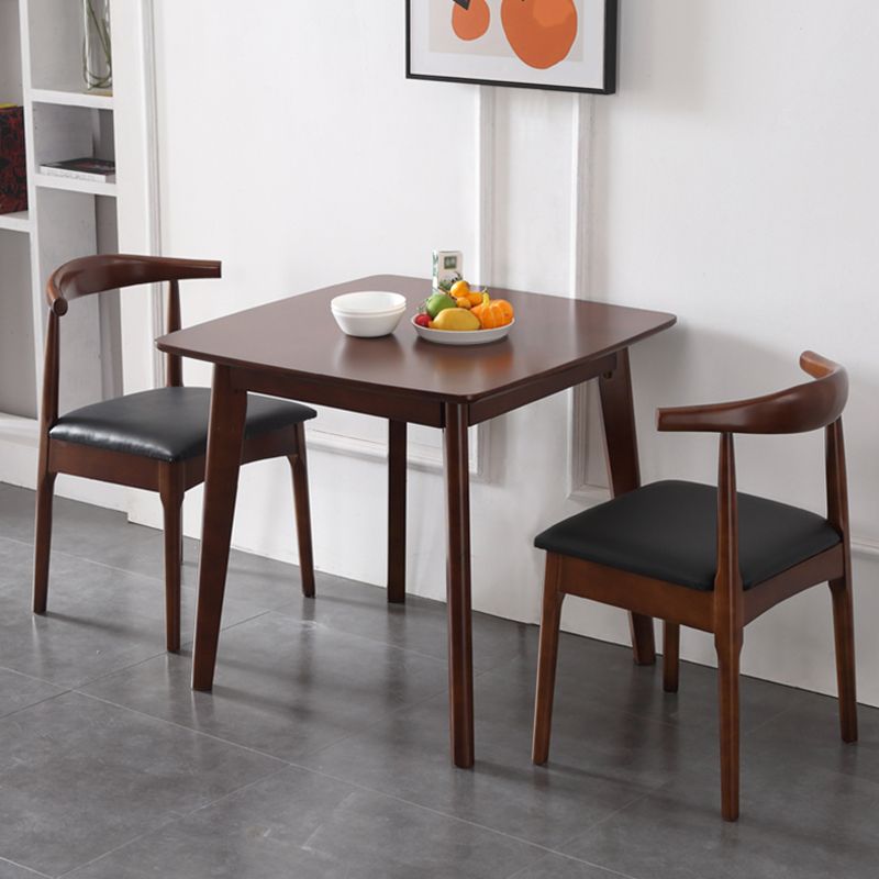 Square Holzfarbe Esstisch Industrial Solid Gummiwood 4 Beintisch für Esszimmer