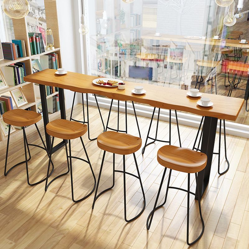 Modern 1/2/4/5/7/9 Pieces Counter Set Rectangle Wood and Metal Bar Table Set