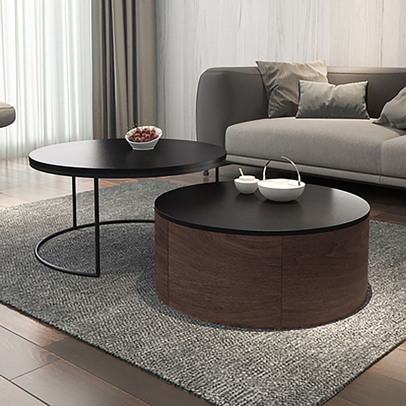 Nordic Style Round Frame/drum Base Solid Wood Table with Drawer Coffee Table