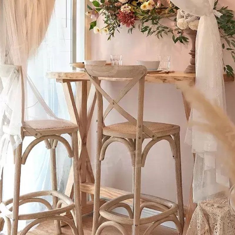 Contemporary Solid Wood Bar Stool Bristol Bar Stool with Wood Seat and Footrest