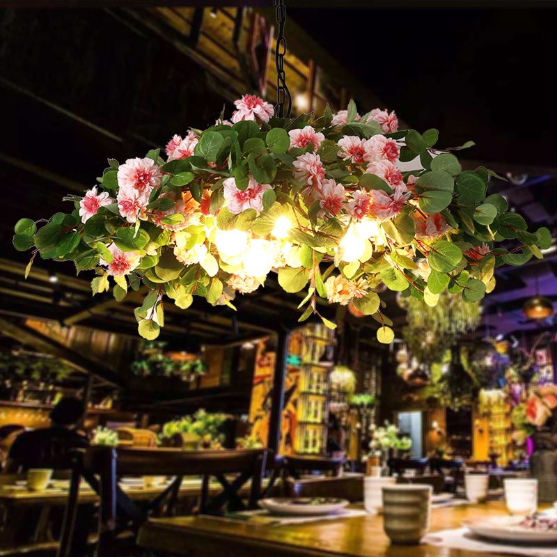 Blossom Metal Chandelier Lighting Retro 3 Lights Restaurant LED Ceiling Lamp in Green, 16"/19.5"/23.5" W