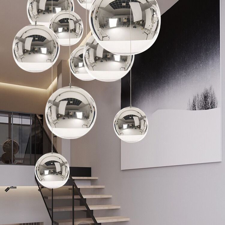 1 Light Glass Pendant Ceiling Lights Modern Spherical Hanging Ceiling Lights for Dining Room