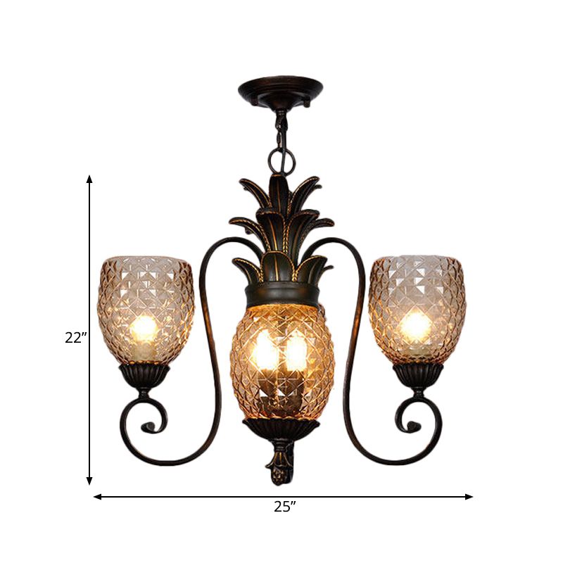 5/7 Lights Bedroom Ceiling Lamp Traditional Black Chandelier Pendant Light with Cup Frosted Prismatic Glass Shade